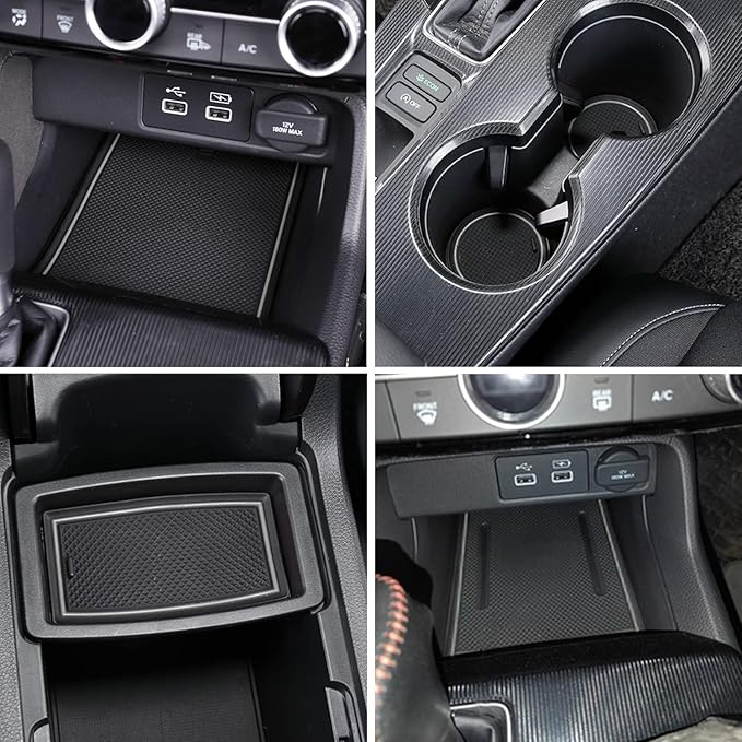 Center Console Liner for Honda Civic 11th Gen Sedan Accessories 2022-2024 2025 2026, Cup Holder Mat, Coaster Trim, Door Slot Pad, Non-Slip Interior, Custom Rubber Decoration Insert (16pcs, Gray)