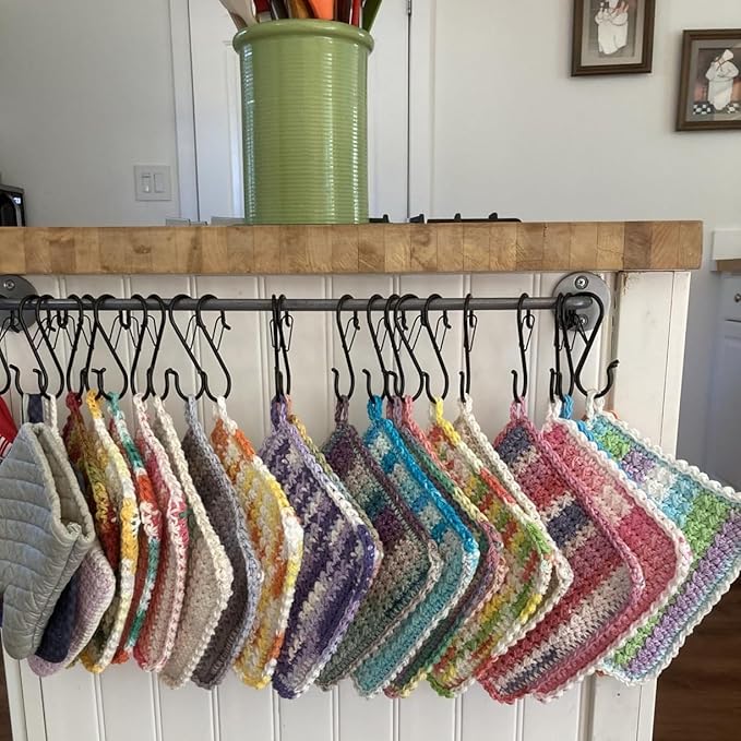 10 Pack 3-1/2 inches S Shape Hooks Heavy-Duty Metal Hanging Hooks Apply Kitchenware Bathroom Utensils Plants Towels Gardening Multiple uses Tools(Black)