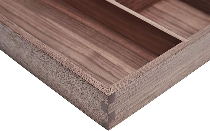 pandapark Wood Organizer Tray, Black Walnut, Desk & Drawer Storage Box (Walnut Master)