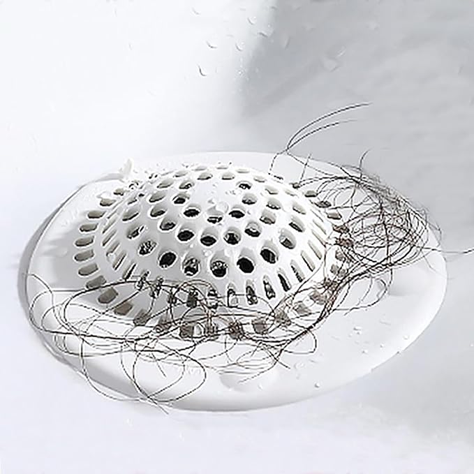 2 Pack Drain Stopper Hair Catcher, Sink Strainer - Anti-Clog Drain Filter for Bathroom, Kitchen, Bathtub, Laundry Room, Non-Slip & Easy to Clean, Universal Fit (1 Pack White+1 Pack Gray)