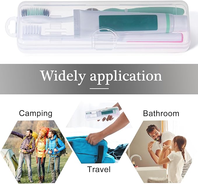 Toothbrush Travel Case 2 Pack, Clear Toothbrush Case Holder Travel Size Plastic Toothbrush Holder Toothpaste Storage Container Portable for Traveling, 7.87 x 2.36x 1.18”