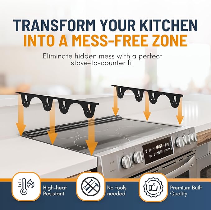 Linda’s Essentials Stainless Steel Stove Gap Covers (2 Pack) Adjustable Length 13.8" to 27.5" Stove Gap Covers Stainless Steel, Steel Adjustable Stove Gap Covers, Counter, Oven & Stove Gap Filler