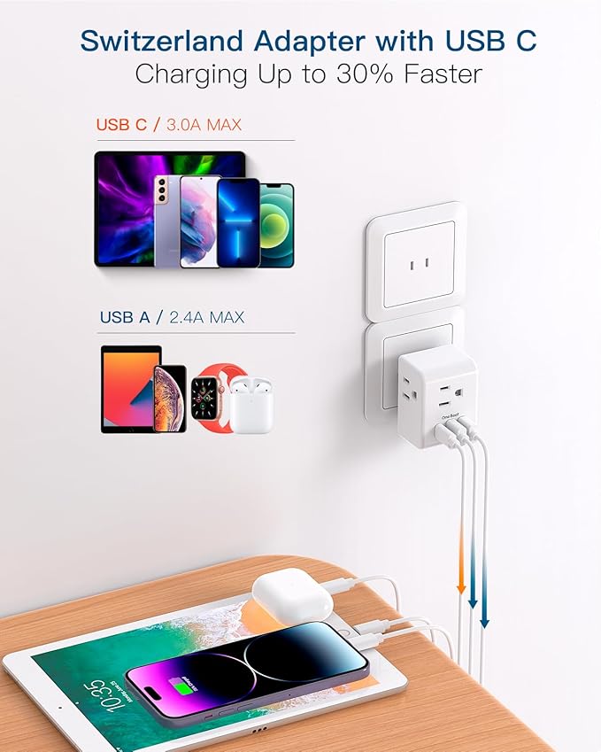 2 Pack US to Japan Plug Adapter, 2 Prong to 3 Prong Outlet Adapter with 3 AC Outlets 3 USB Ports(1 USB C), Type A Travel Power Converter Plug Adapter for USA to Japanese Canada Mexico Philippines Peru