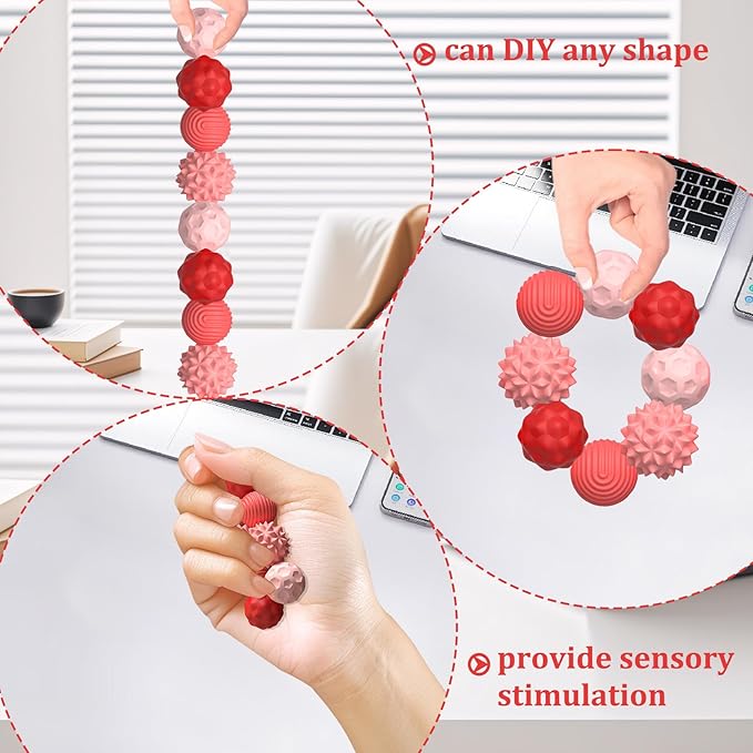 8PCS Sensory Fidget Balls For Adults & Teens, Magnetic Attraction Stress Balls With Silicone Shell-To Calm Restless Hands and Anxious Mind, Quiet Desk Fidget Toys for Office Travel Toys Gift (Pink,8)