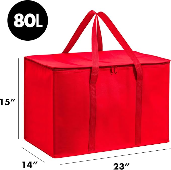 Carrywell Insulated Food Delivery and Catering Bags 2-Pack, XXXL Pizza Delivery and Reusable Warming Bag, Thermal Insulation Tote for Hot and Cold Food, Doordash, Not-Made In China