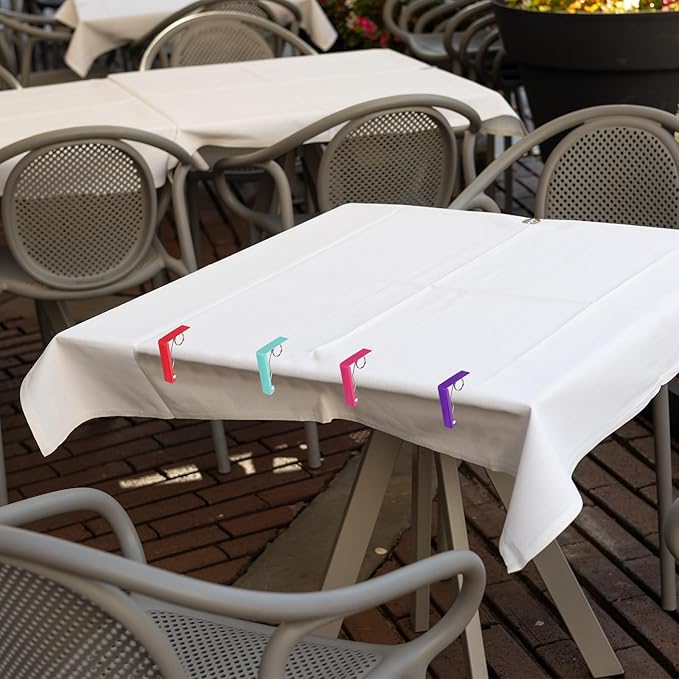 uxcell 4 Pack Tablecloth Clips, Stainless Steel Table Cloth Cover Clamps, 2.87" x 2.36" Windproof Holder Clips for Home Party Picnic Wedding Camping Dining Tables, White