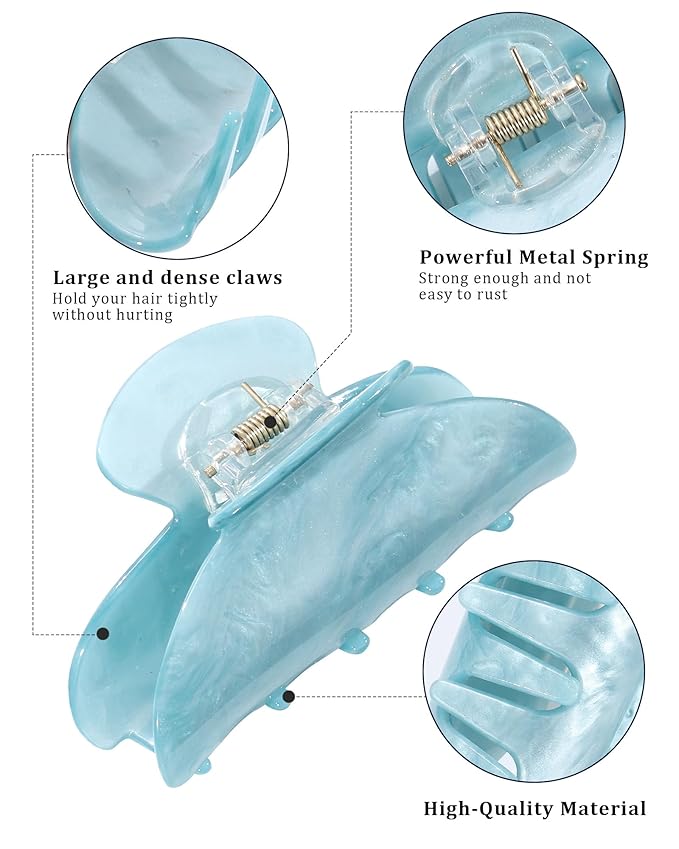 4Pcs Large Acrylic Clips - Big Non-Slip Banana Barrettes for Thick Hair, Strong Hold Jaw Clips for Women Girls