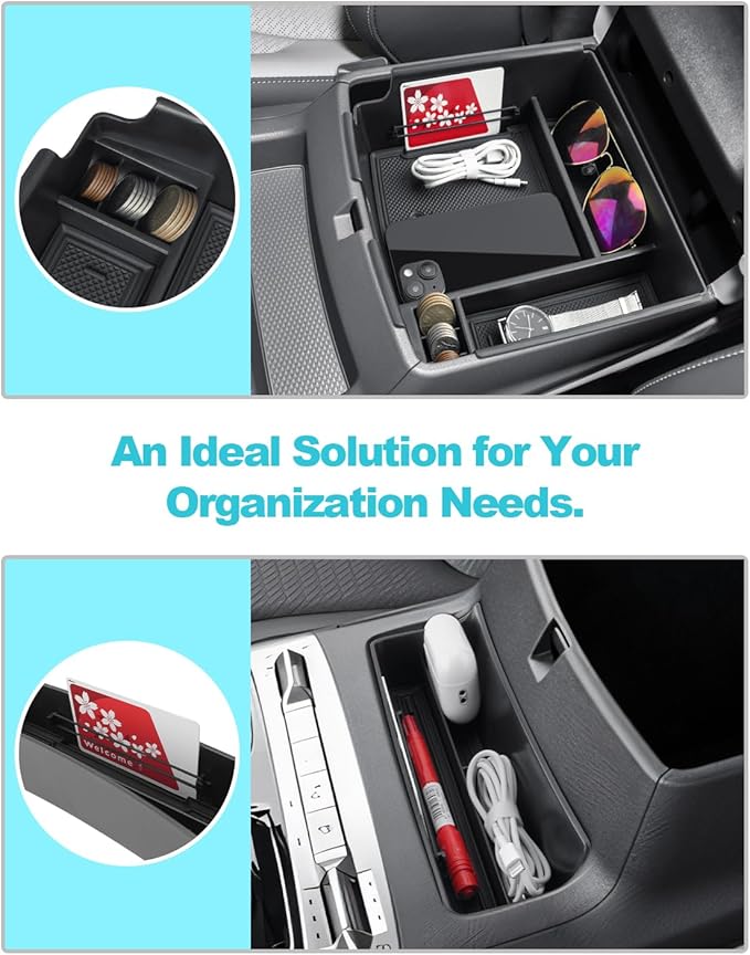 CDEFG 2Pcs for 2025 2026 Kia Carnival Center Console Organizer, 2025 2026 Kia Carnival (LX/LXS/EX/SX/SX Prestige) Accessories Middle Console Organizer Storage Box