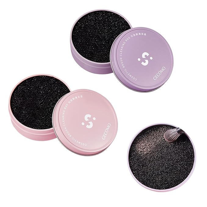 2 Pack Makeup Brush Cleaner Dry Sponge to Remove Eyeshadow Blush Powder Brush Color Change Clean Quickily and Easily Portable for Home or Travel Makeup