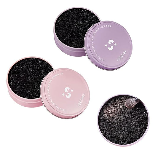 2 Pack Makeup Brush Cleaner Dry Sponge to Remove Eyeshadow Blush Powder Brush Color Change Clean Quickily and Easily Portable for Home or Travel Makeup