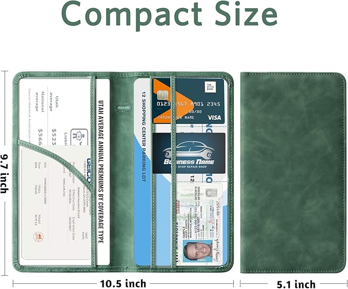 CoBak Car Registration and Insurance Holder - Vehicle Glove Box Car Organizer,Auto Truck Comparment Accessories Case with Magnetic Closure for Essential Document,Driver License,Cards
