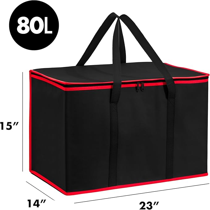 Carrywell Insulated Food Delivery Bags 2-Pack, XXXL Pizza Delivery and Reusable Warming Bag For Catering, Thermal Insulation Tote for Hot and Cold Food, Doordash, Not-Made In China