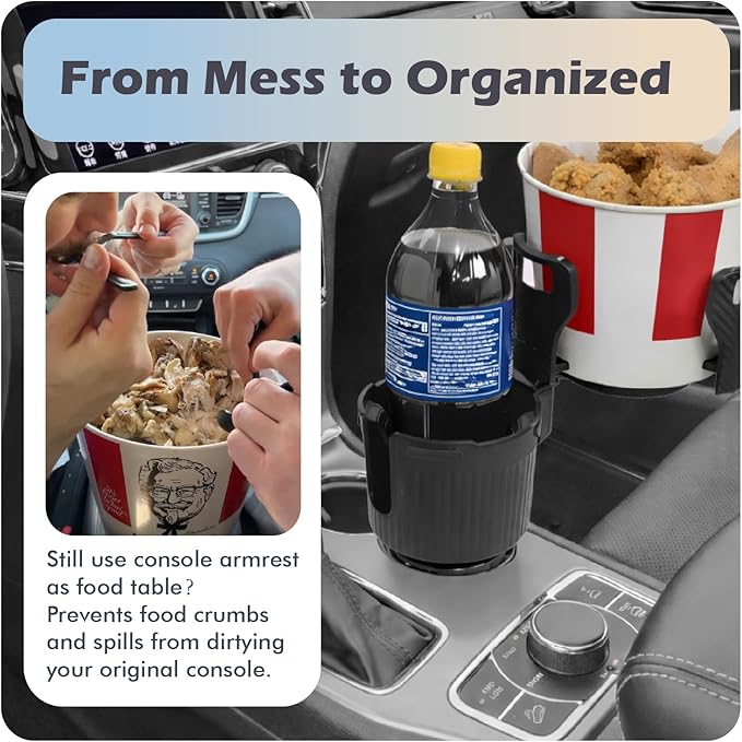 OtterVerz 11 Upgraded Car Cup Holder Expander,2 in 1 Extra Cup Holder for Car, Double Automotive Cup Holder Extender Adapter, Fits Hydro Flask, Yeti, Nalgene, 32/40 oz Large Bottles Drinks Mugs