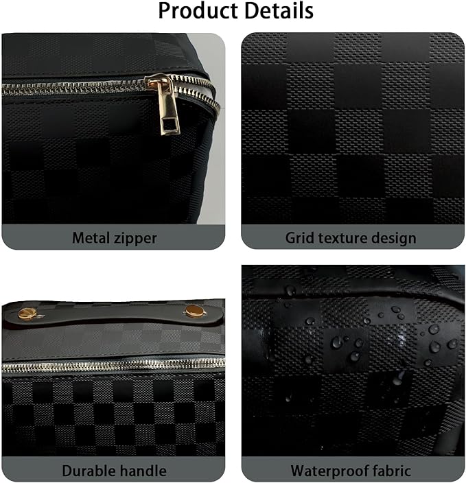 Travel Makeup Bag,Large Capacity Cosmetic Bags for Women,Waterproof Portable Pouch Open Flat Toiletry Bag Pattern Makeup Bag