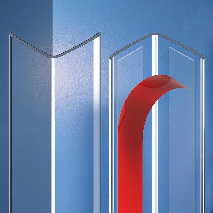 Frychee Wall Corner Protector, Walls Edge Protector, Self-Adhesive Wall Corner Guards, PVC Double Side Edge Protector, Furniture Stairs Guard (Clear, 2pcs x 47.2" L x 1.97" W)