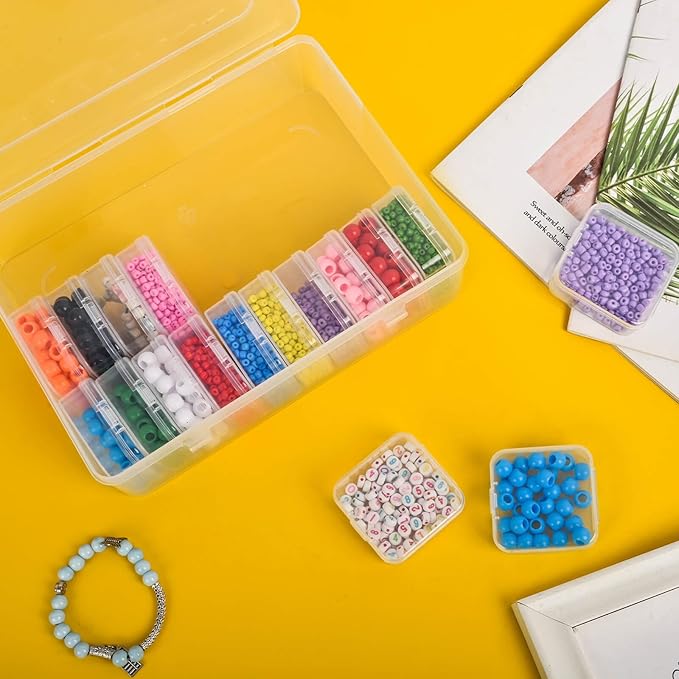 Bead Organizer Box, 30pcs Small Clear Plastic Storage Containers, Craft Storage Box Features Hinged Lid and Labels, Mini Boxes for Bracelets, Jewelry, Diamonds, Clay Beads, Screws, Seeds, Small Parts
