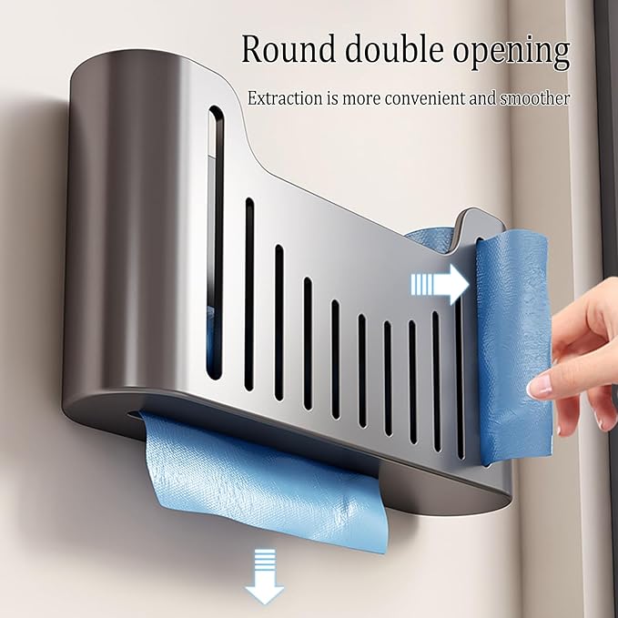 Kitchen Cabinet Door Storage Box, Self-Adhesive Wall-Mounted Storage Box, Wardrobe/Bathroom/Refrigerator Small Item Organizer (Grey)