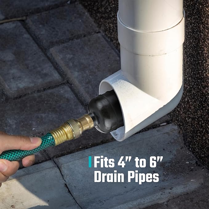 DURATECH Drain Bladder, Large Drain Cleaning Bladder, Fits 4" to 6" Drain Pipes, Unclogs Stubborn Blockages in Kitchen Sinks, bathtubs, Showers, and Main drains