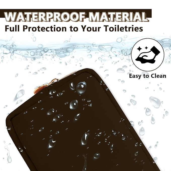 Small Makeup Pouch for Purse, Nylon Travel Toiletry Storage Pouch Cute Preppy Cosmetic Bag for Women Girls, Waterproof Makeup Organizer Skincare Bag Purse with Zipper (Small-Chocolate)