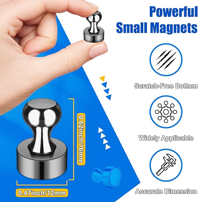 120 PCS Whiteboard Magnets, Small Strong Fridge Magnets, Magnetic White Board for Refrigerator, Black Magnetic Clips Heavy Duty for Kitchen, Office, Gadgets, Classroom, Desk Accessories
