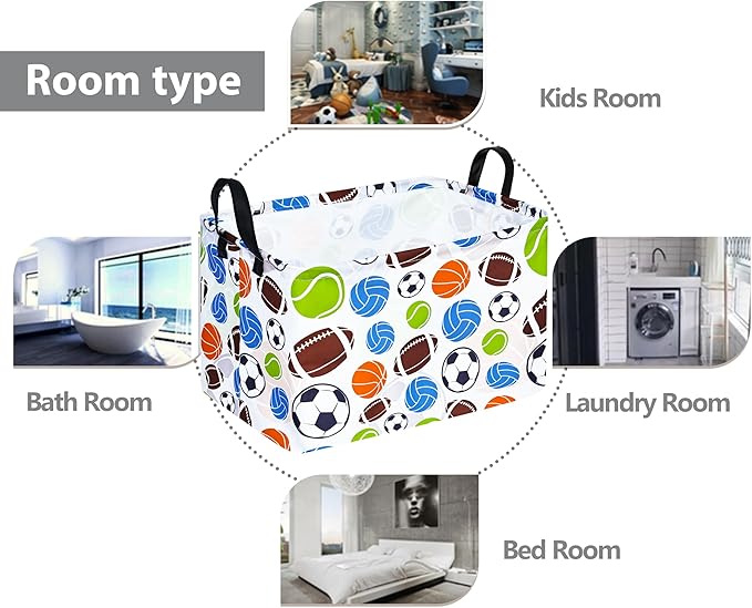 Rec Balls Print Box Hamper Storage Basket Collapsible Organizer Bin Gift Shelf Baskets for Home and Kitchen Storage