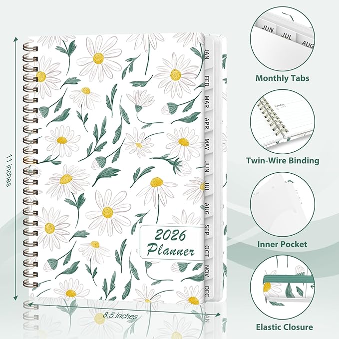 2026 Planner, Weekly and Monthly Calendar Academic Planner, Jan 2026 - Dec 2026, Planning Agenda Book for Desk Accessories and School Supplies - Letter Size(8.5'' x 11'')