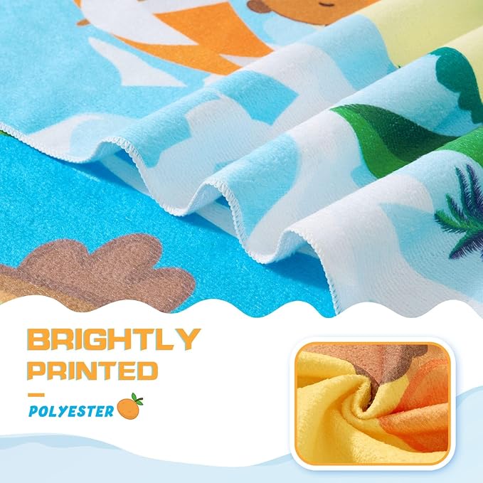 WERNNSAI Beach Towel for Kids, 30”x 60”Capybara Quick Dry Sand Free Kids Beach Towel for Girls Personalized Beach Towel Pool Camping Travel Towel Soft Beach Blanket Bath Shower Towel