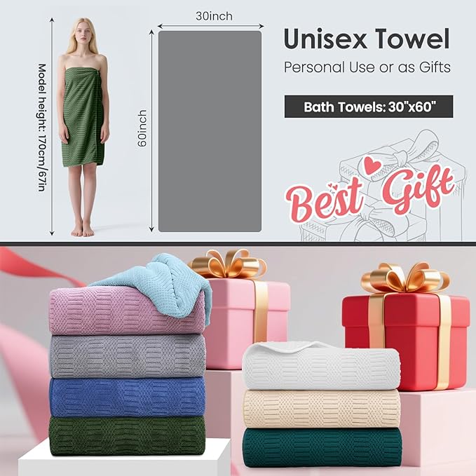 JML Microfiber Bath Towels Set of 2, Large Microfiber Body Towel for Adult, 30" x 60", Oversized, Soft, Super Absorbent, Fast Drying, Use for Sauna, Gym, Sport, Fitness, Yoga, Diamond Cross Grid Camel