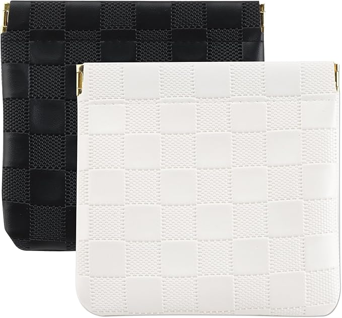 2 Pcs Mini Makeup Bag for Purse, Waterproof Cosmetic Organizer Pouches, Small Purse Organizer for Women Lipstick Makeup Daily use Travel Gym Work Office Business Events Black White Set