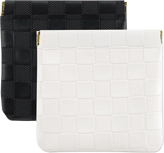 2 Pcs Mini Makeup Bag for Purse, Waterproof Cosmetic Organizer Pouches, Small Purse Organizer for Women Lipstick Makeup Daily use Travel Gym Work Office Business Events Black White Set