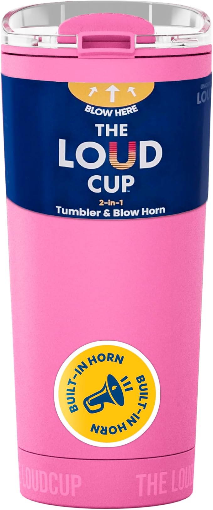 The LoudCup Blow Horn Tumbler, Cheer & Sip 2-in-1 Reusable Water Bottle with Built-In Horn for Sports Games, Tailgates, Parties & Events, BPA-Free