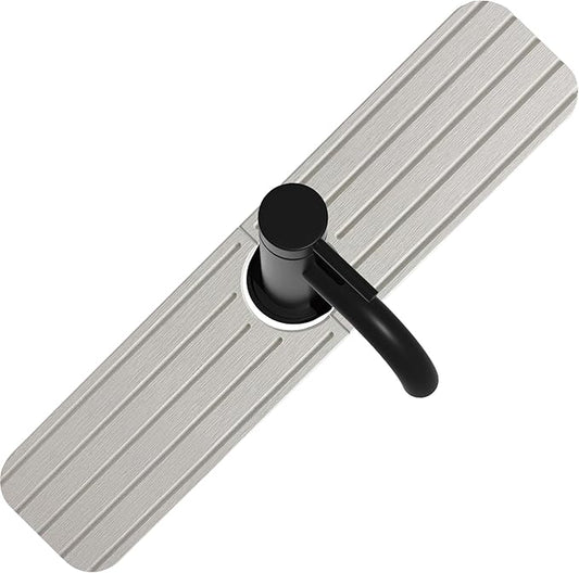 17inch x 4inch Kitchen Sink Faucet Mat, Water Absorbing Stone Faucet Splash Guard for Bathroom Counter, Quick Drying Diatomite Tray for Kitchen Sink, Light Gray