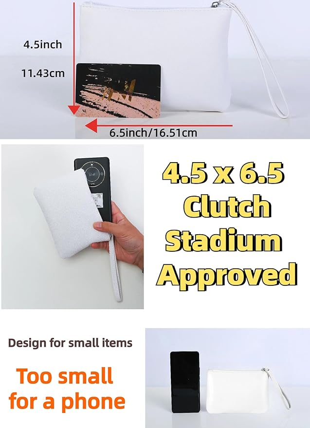 2 Pack Small Zipper Pouch Mini Makeup Bag for Purse Lipstick Cosmetic Travel Make Up Organizer for Women Essentials, Car Change Coin Holder 4.5 x 6.5 Clutch Stadium Approved Wristlet, White Brown