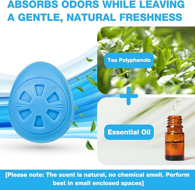 Air Jungles Shoes Deodorizer Ball 6 Count, Fresh Linen Scent, Odor Remover Balls for Sneakers, Gym Bags, Lockers, and Drawers. Essential Oil Provides Natural Freshness