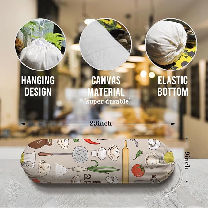 Kitchen Print Plastic Bag Holder, Wall Mount Plastic Bags Organizer, Pantry Organization, Reusable Shopping Bags Holder Dispenser for Kitchen, Housewarming Gift,Pattern Garbage Bag 61