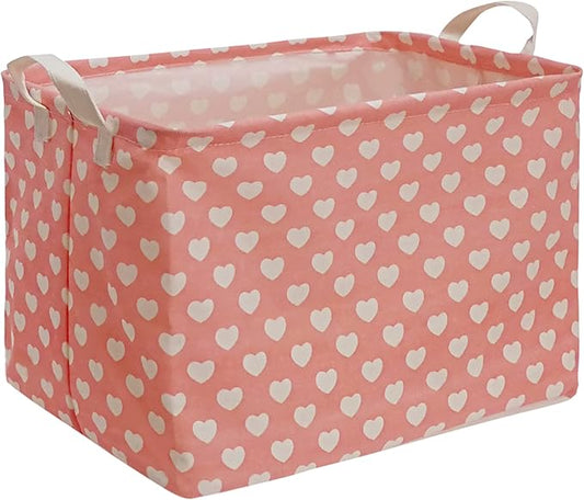 Women's DayStorage Basket Pink Collapsible Girls Laundry Basket Waterproof Organizer Nursery Bin Gift Toy Box for Organizing Home/Dorm/Kitchen/Pet/Office/Closet/Shelf/Room Decor