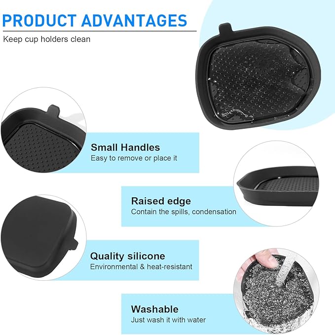 Cup Holder Coaster for Wrangler JL JLU 2018-2025 2026 Wrangler Accessories Gladiator JT 2020-2026 Silicone Cup Inserts Interior Mats Pad (Black Trim, 4-pcs Set, for Deep Rear Cup Holders)