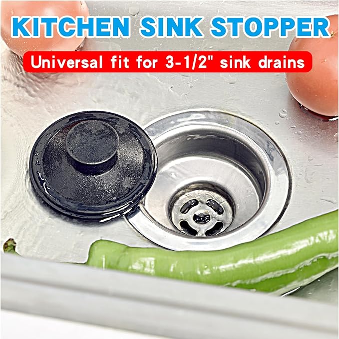 RQYEKDO Kitchen Sink Stopper, 3-1/2" Universal Sink Cover for Garbage Disposal Stopper and Kitchen Drain Plug,Replacement for InSinkErator, Moen,Waste King, Whirlpool,Kohler（2PC