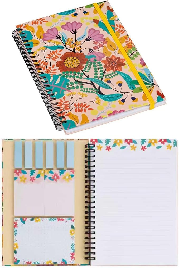 A5 Spiral Sticky Notebook,with 9 pads of decorated sticky notes and a handy notebook,Note Pads Teacher Appreciation Gift Writing Memo Pads School Office Supplies and Daily Life Organization (Enthusiasm)