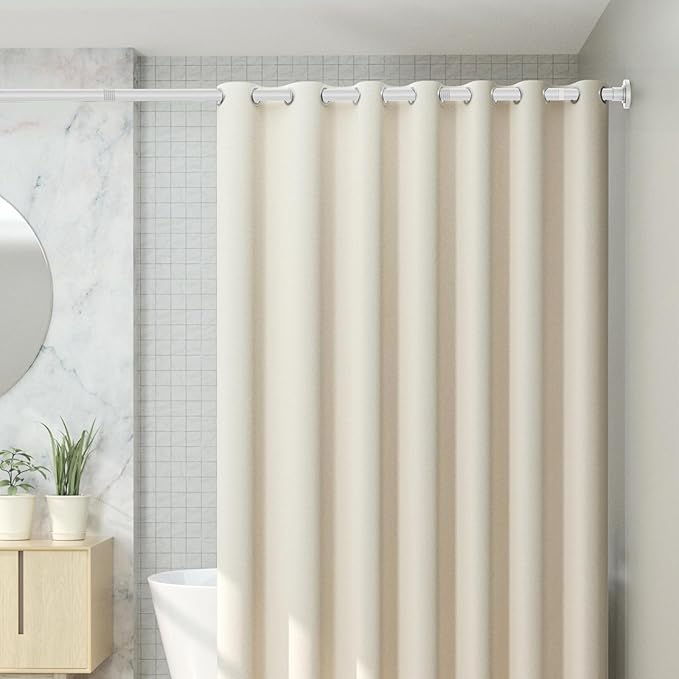 CorkLatta White Shower Curtain Rod 31 to 68 Inch, 1 Inch Diameter Adjustable Spring Tension Stainless Steel Telescoping Rod, Easy Install, No Rust