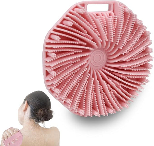 Silicone Body Scrubber – Exfoliating Body Brush for Shower, Soft Silicone Scrub for Men & Women, Shower Scrubber for Skin Care, Body and Face Scrub (Pink)