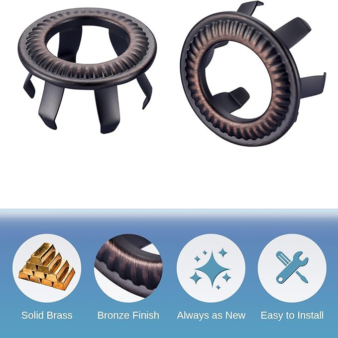 2 Pack Sink Overflow Ring, WOWOW Bathroom Kitchen Sink Basin Trim Copper Overflow Cover Hole Insert Cap, Vanity Sink Trim Rings (Oil Rubbed Bronze)