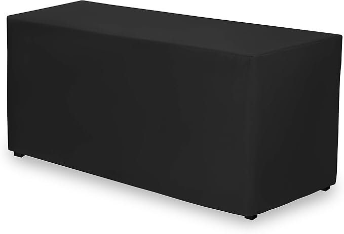 Gee Di Moda Fitted Tablecloth - 48 x 30 Inch Black Floor-Length Fitted Table Cloth for 4 Foot Rectangle Table, Heavy Duty Washable Fabric for Parties, Dinner, Weddings, Baby Shower & Trade Show