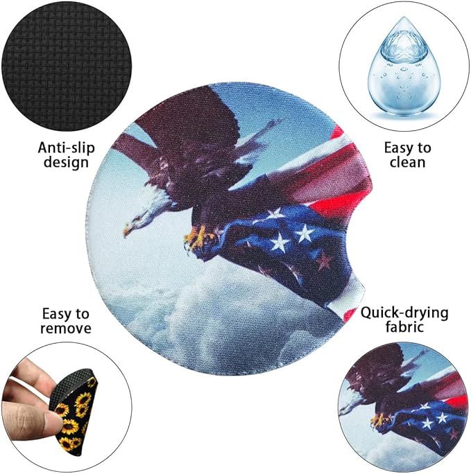 Moly Magnolia 2 Pack Car Coasters for Drinks Absorbent - 2.75 Inch Cute Car Cup Holder Coasters for Women, Removable Cup Holder Coaster for Women Girls, Car Interior Accessories (Style G)