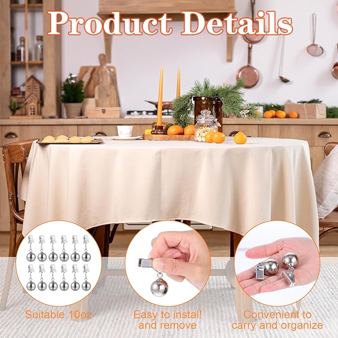 18 Pack Outdoor Curtain Weights, Heavy Duty Drapery Weights for Patio Pergola Cabana Gazebo, Stainless Steel Clips for Fixing Garden Flag, Shower Curtains, Tablecloth