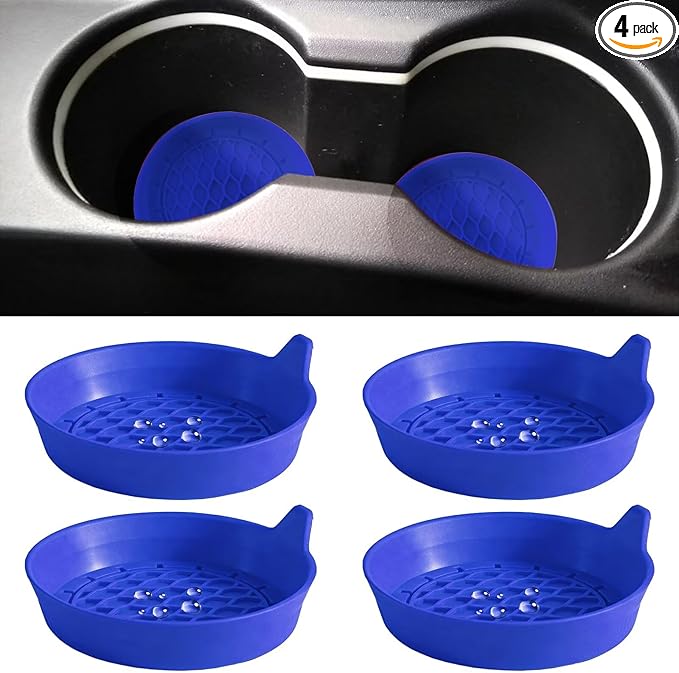 4 PCS Car Cup Coasters, Universal Cup Holder Coaster for Car Accessories, CupHolders Insert for Women Non-Slip Silicone Car Cup Holder Coasters