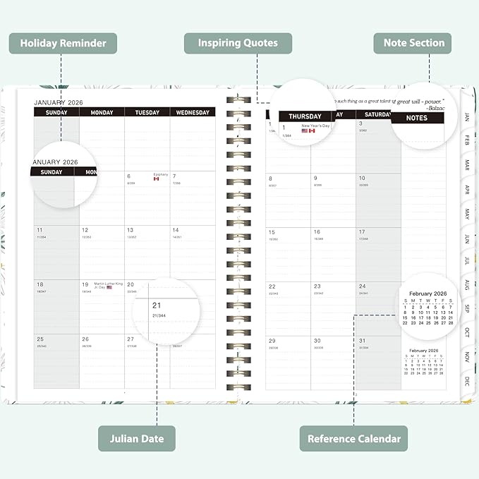 2026 Planner, Weekly and Monthly Calendar Academic Planner, Jan 2026 - Dec 2026, Planning Agenda Book for Desk Accessories and School Supplies - A5 (6.3'' x 8.5'')