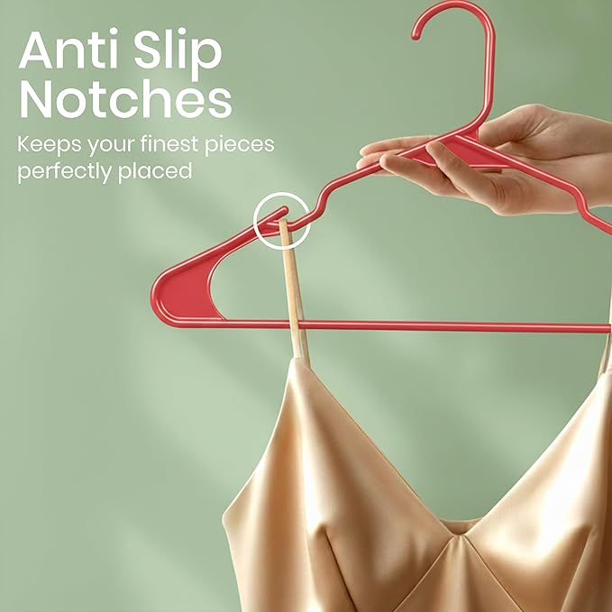 Utopia Home - Plastic Hangers 30 Pack - Space Saving Clothes Hanger - Durable and Strong Closet Organizers and Storage Makes It Ideal Stocking Stuffers or Apartment or Dorm Room Essentials (Red)