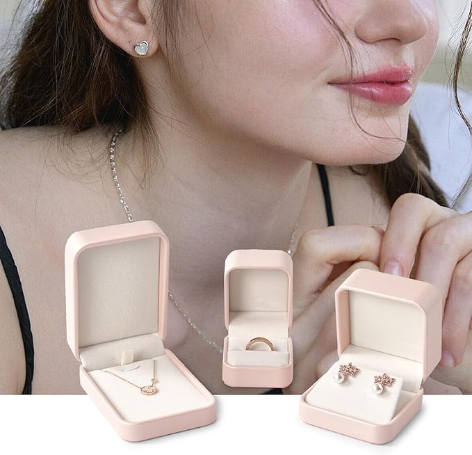 Oirlv Luxury Leather Bracelet Gift Box Bangle Box Jewelry Case Storage Case Organizer Holder(Pink)