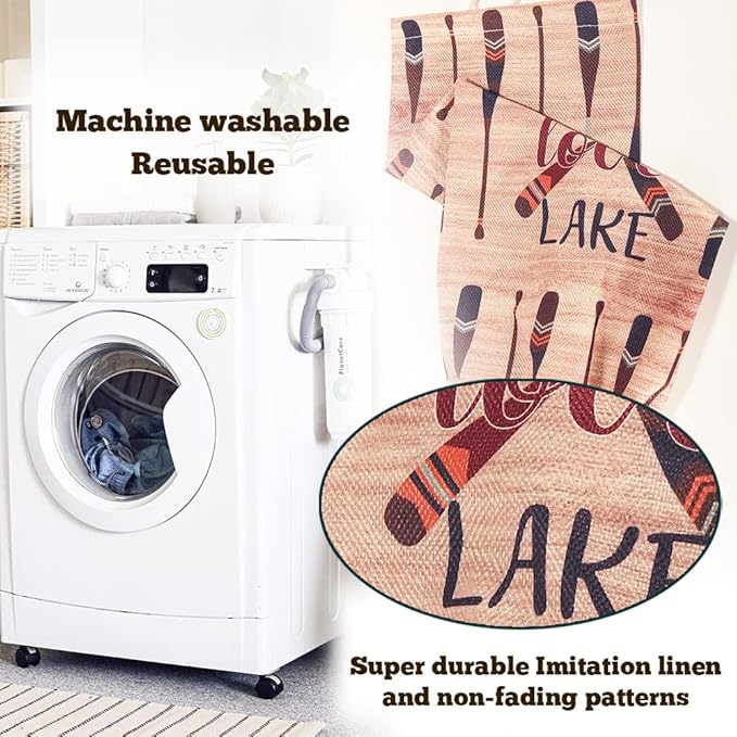 2Pcs Lake House Plastic Bag Holder for Kitchen Essentials, Reusable Hanging Grocery Bag Organizer, Washable Large Grocery Trash Bags Storage Dispenser Lake House Decor for the Home